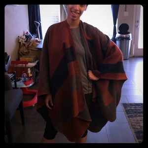 Red and black poncho